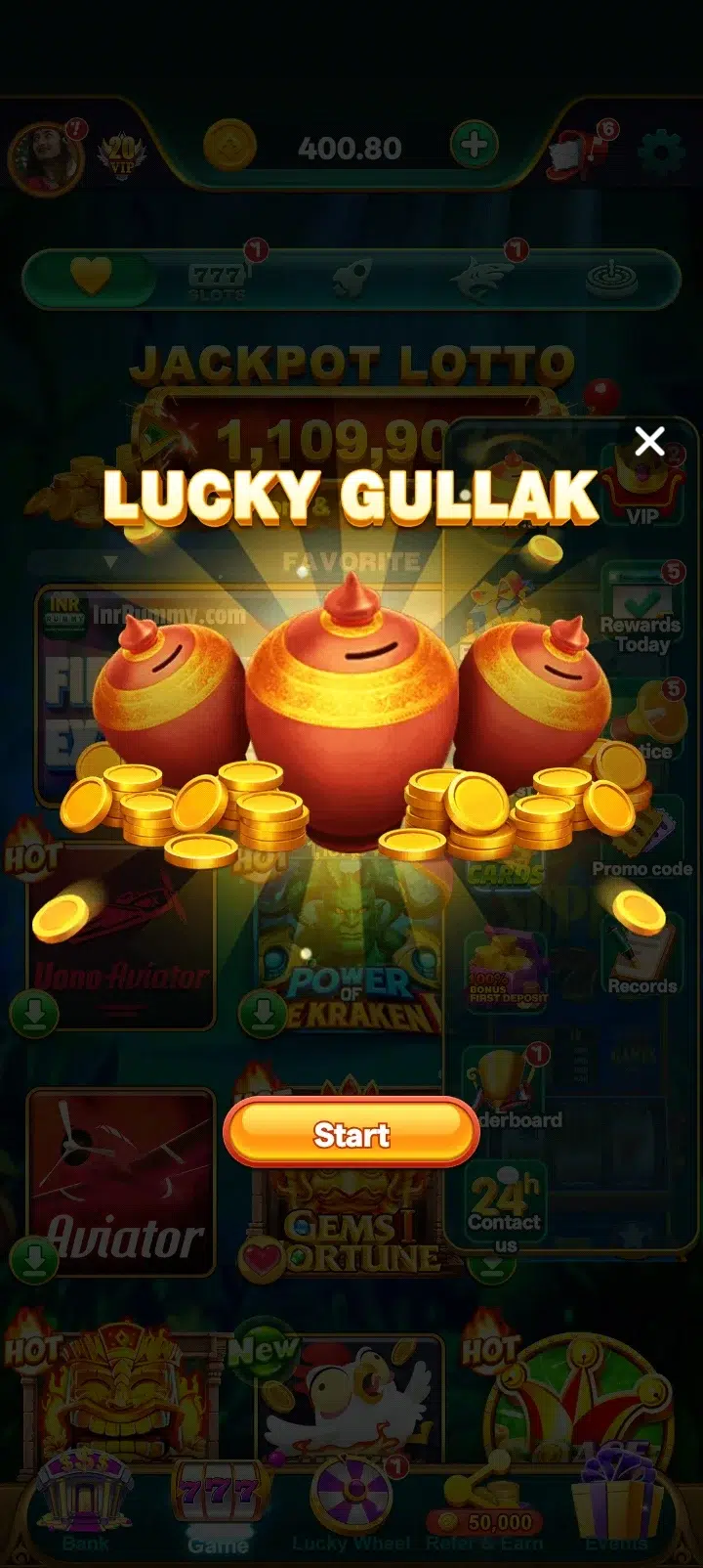 INR Rummy APK screenshot - gameplay interface